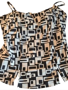 Ceeb Tankini Top Black/White Size 10